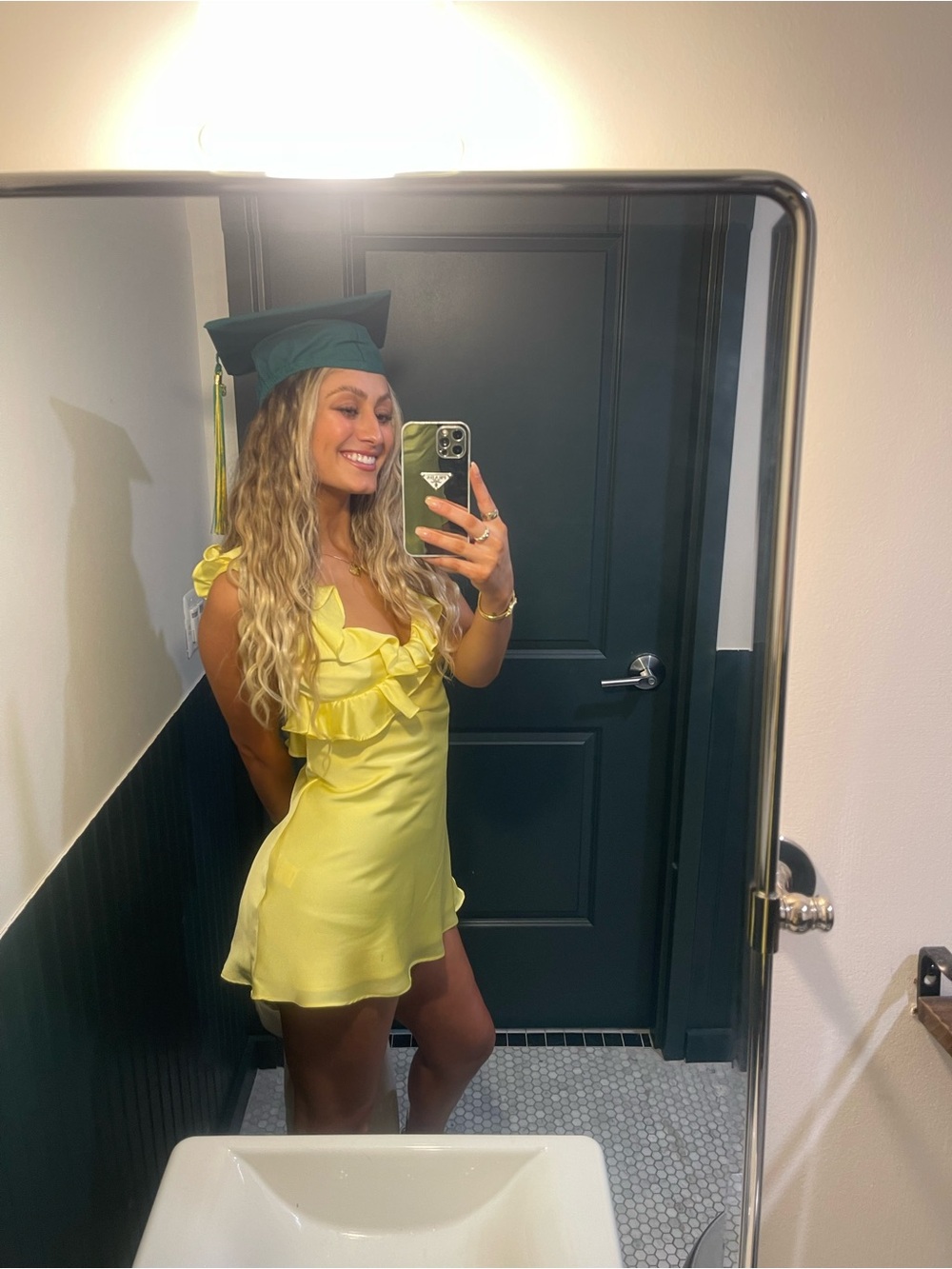 House of CB Yellow Ruffle Mini Dress